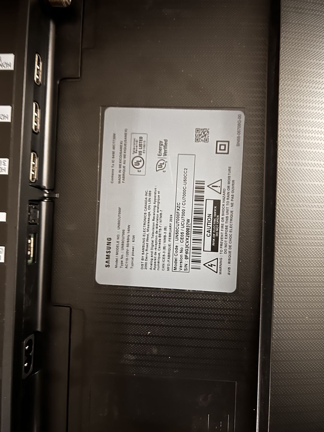 Samsung 50" Crystal UHD CU7000 TV - Like New! - photo 3