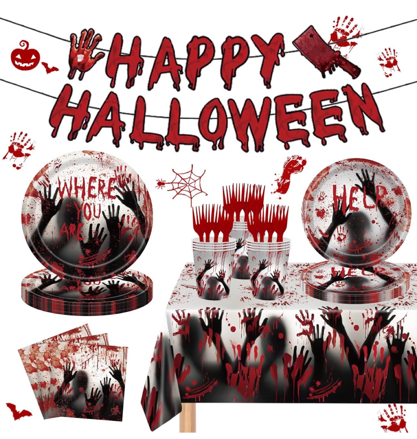 122PCS Halloween Scream Party Supplies