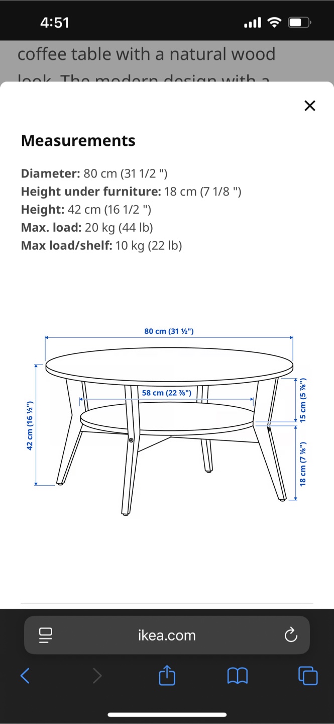 IKEA Round Coffee Table - Natural Wood Look - photo 2