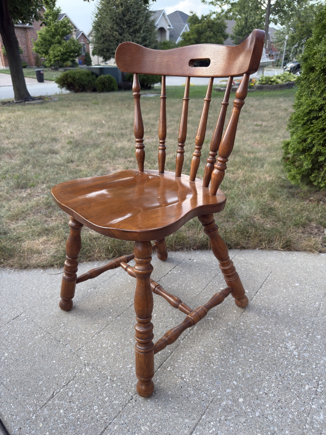 Wooden Spindle Back Chair - Brown