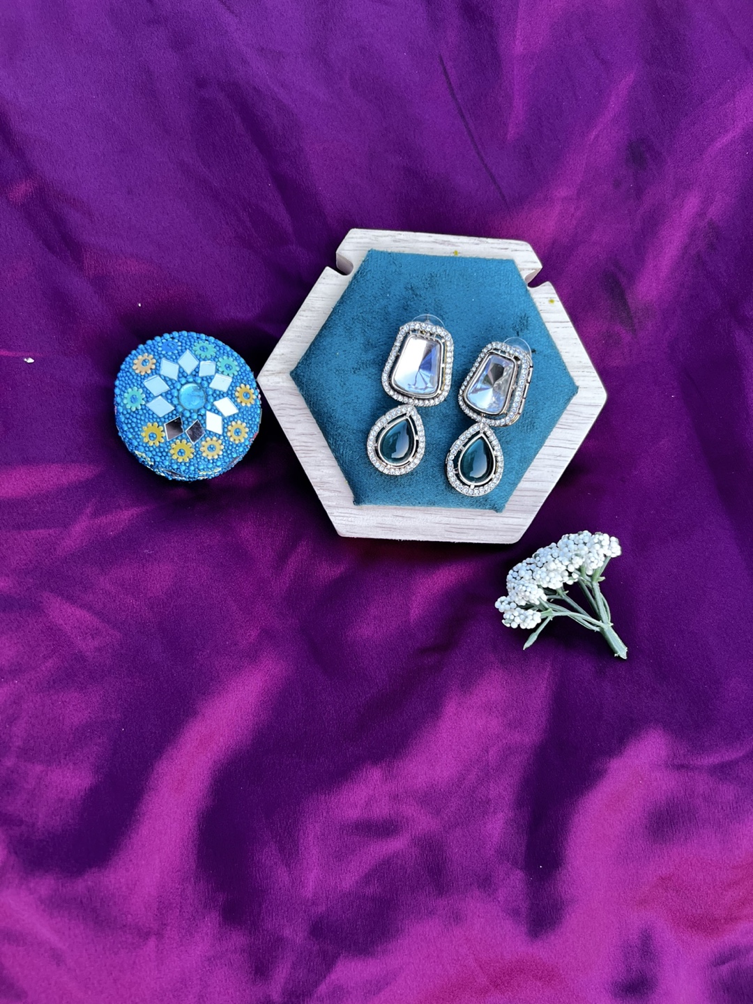 Drop Earrings - Silver & Teal - photo 2