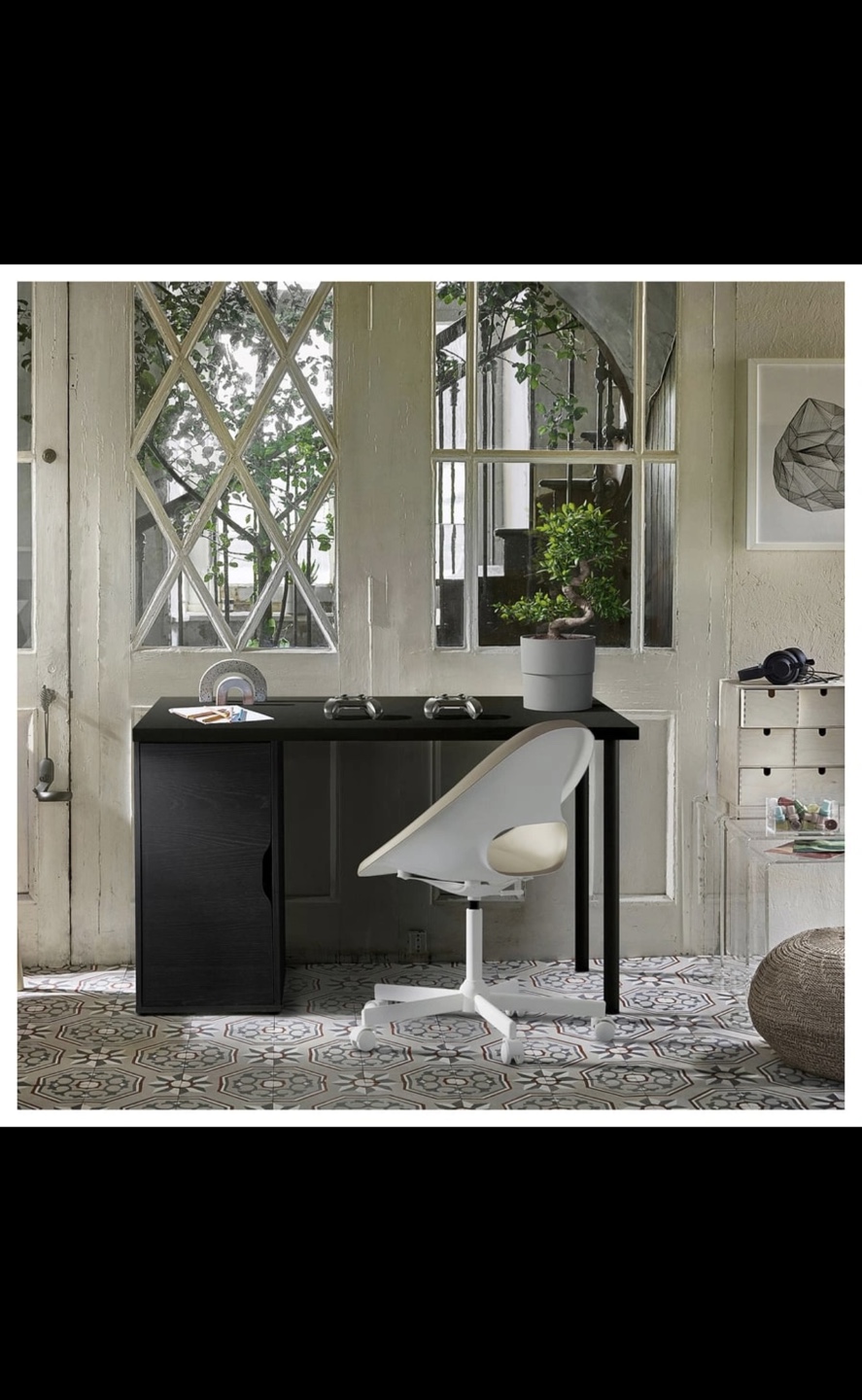 Black-Brown Desk with Storage Cabinet - photo 2