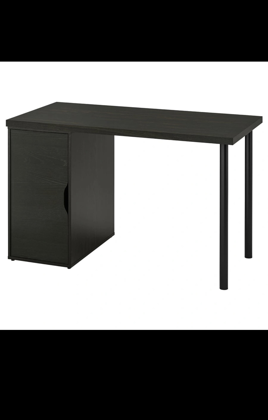 Black-Brown Desk with Storage Cabinet