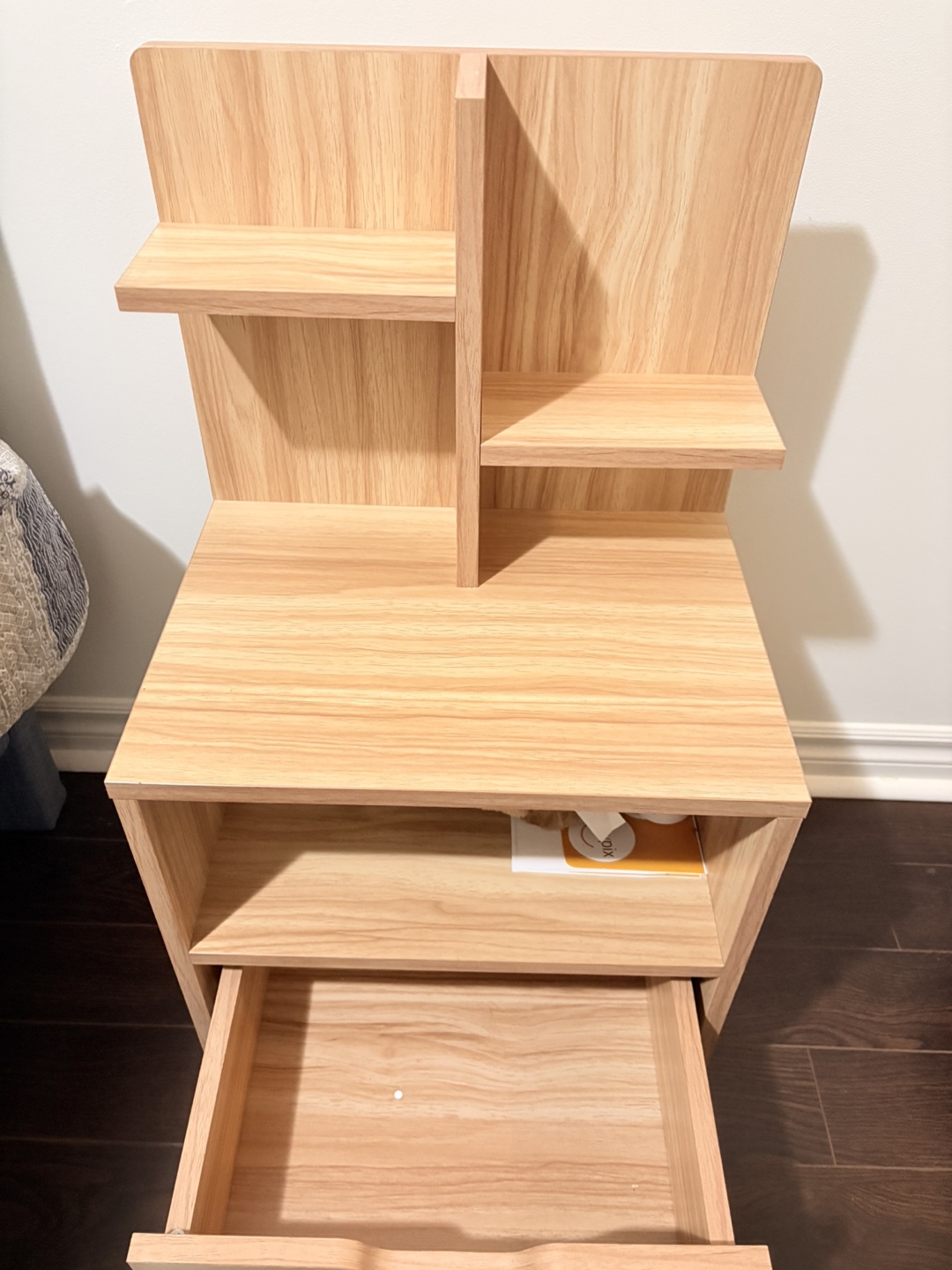 Never used Wooden Nightstand with Shelves & Drawer - photo 3