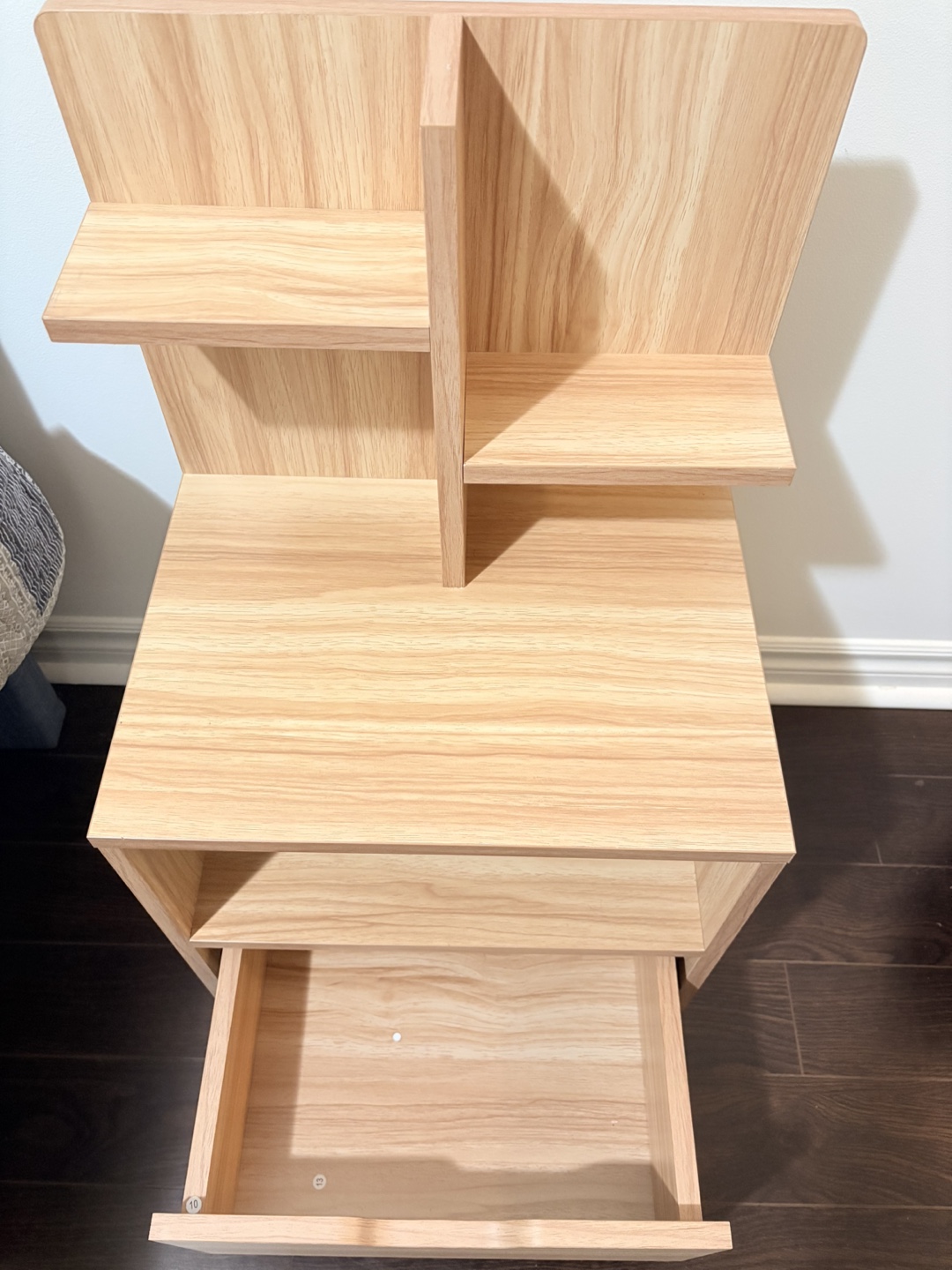 Never used Wooden Nightstand with Shelves & Drawer - photo 4