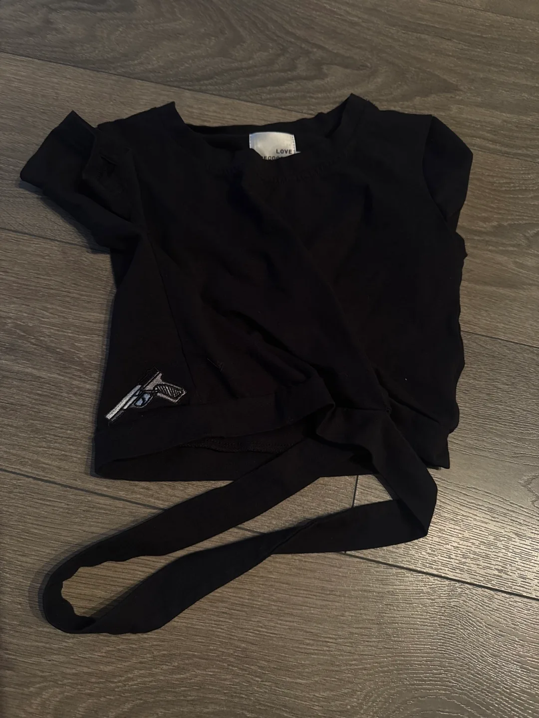Love Tree Black Wrap Top thumbnail
