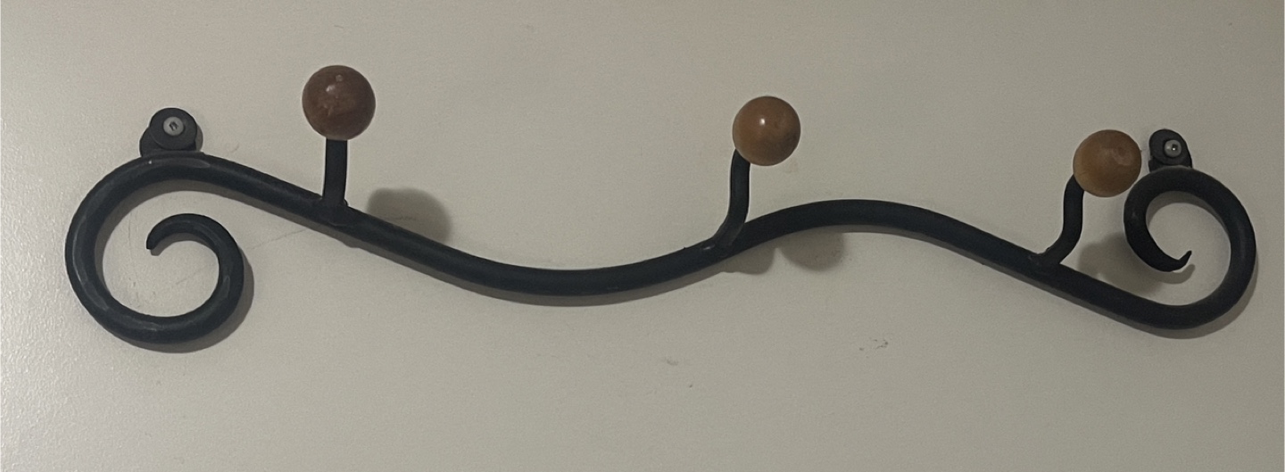 Wrought Iron Coat Rack with Wood Accents