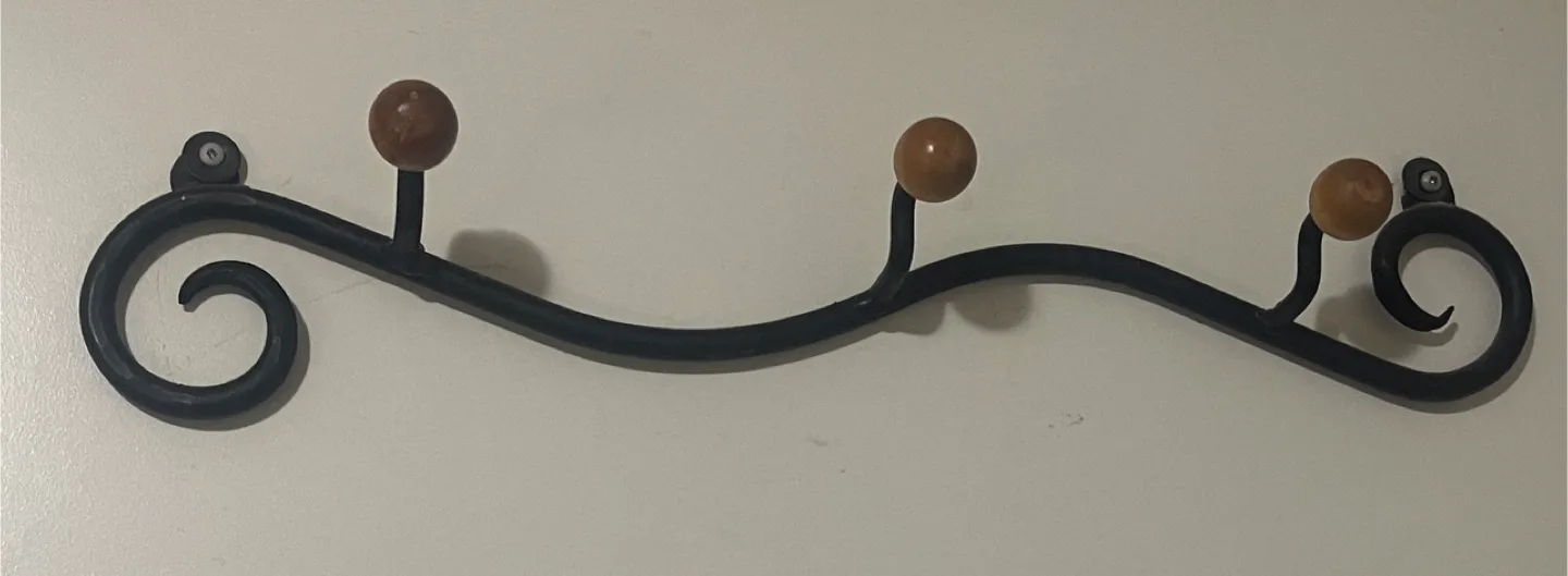 Wrought Iron Coat Rack with Wood Accents thumbnail