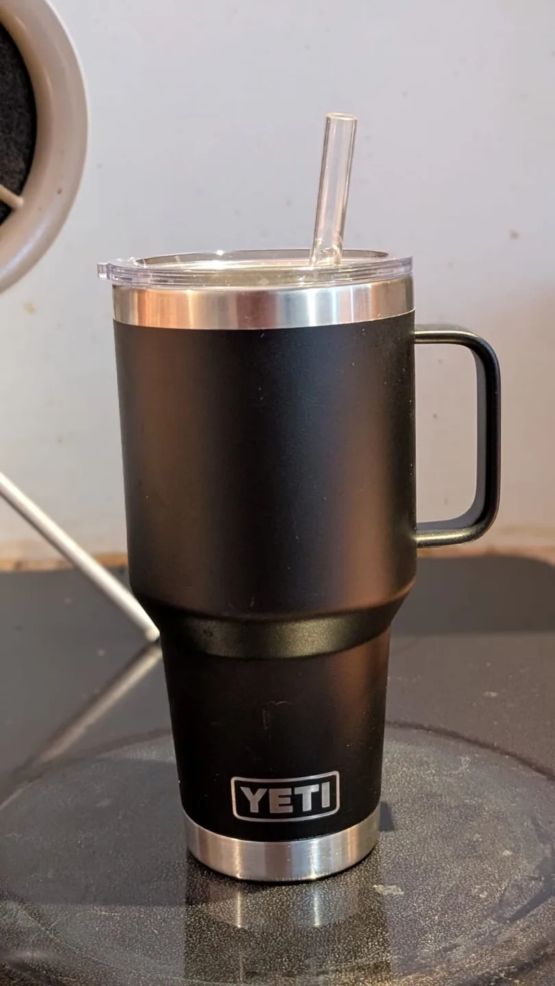 YETI Black Tumbler with Handle & Straw