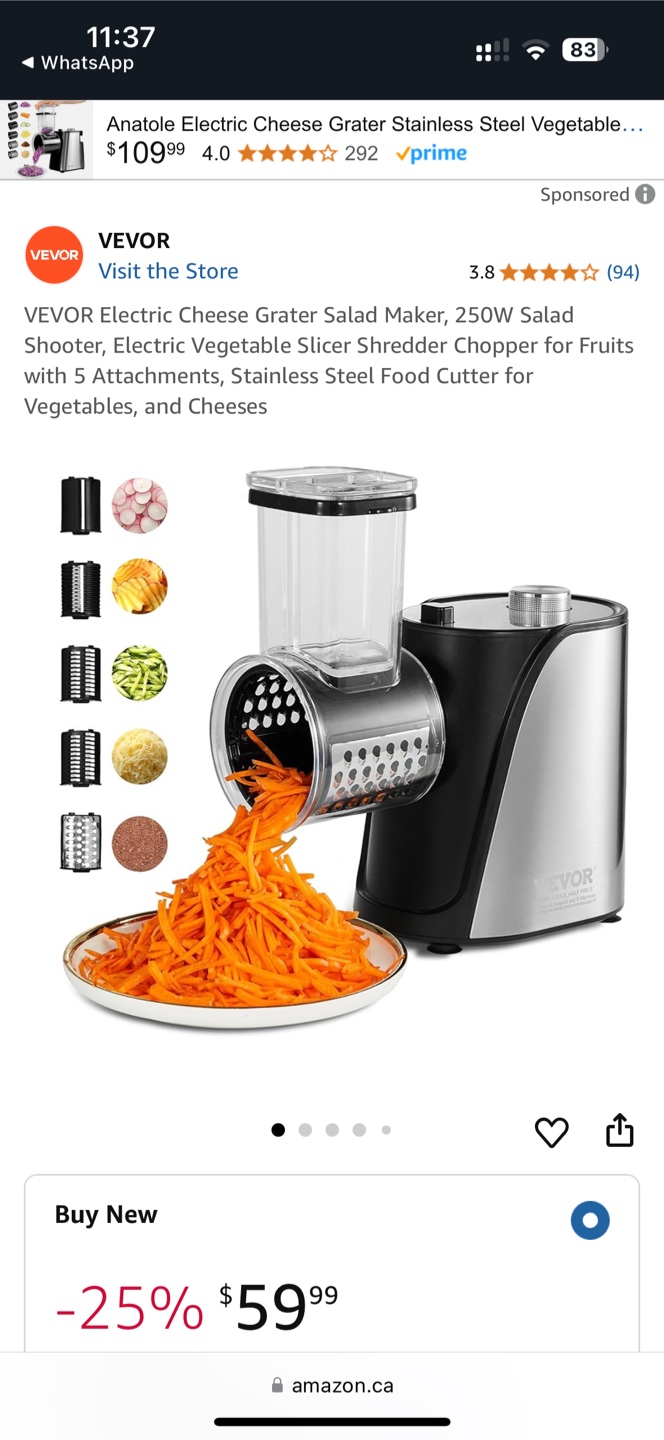 VEVOR Electric Cheese Grater Salad Maker