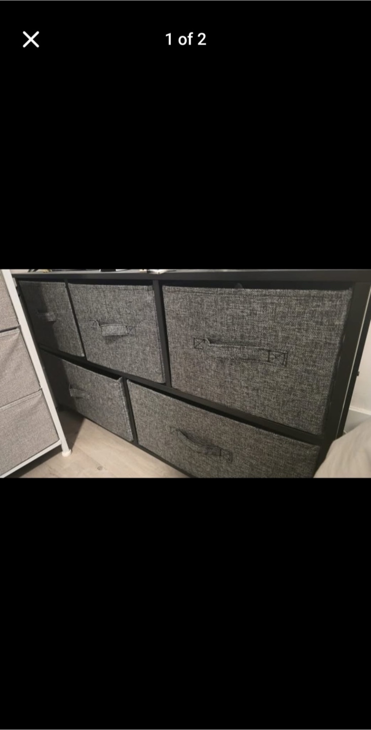 Grey Storage Unit with Fabric Drawers