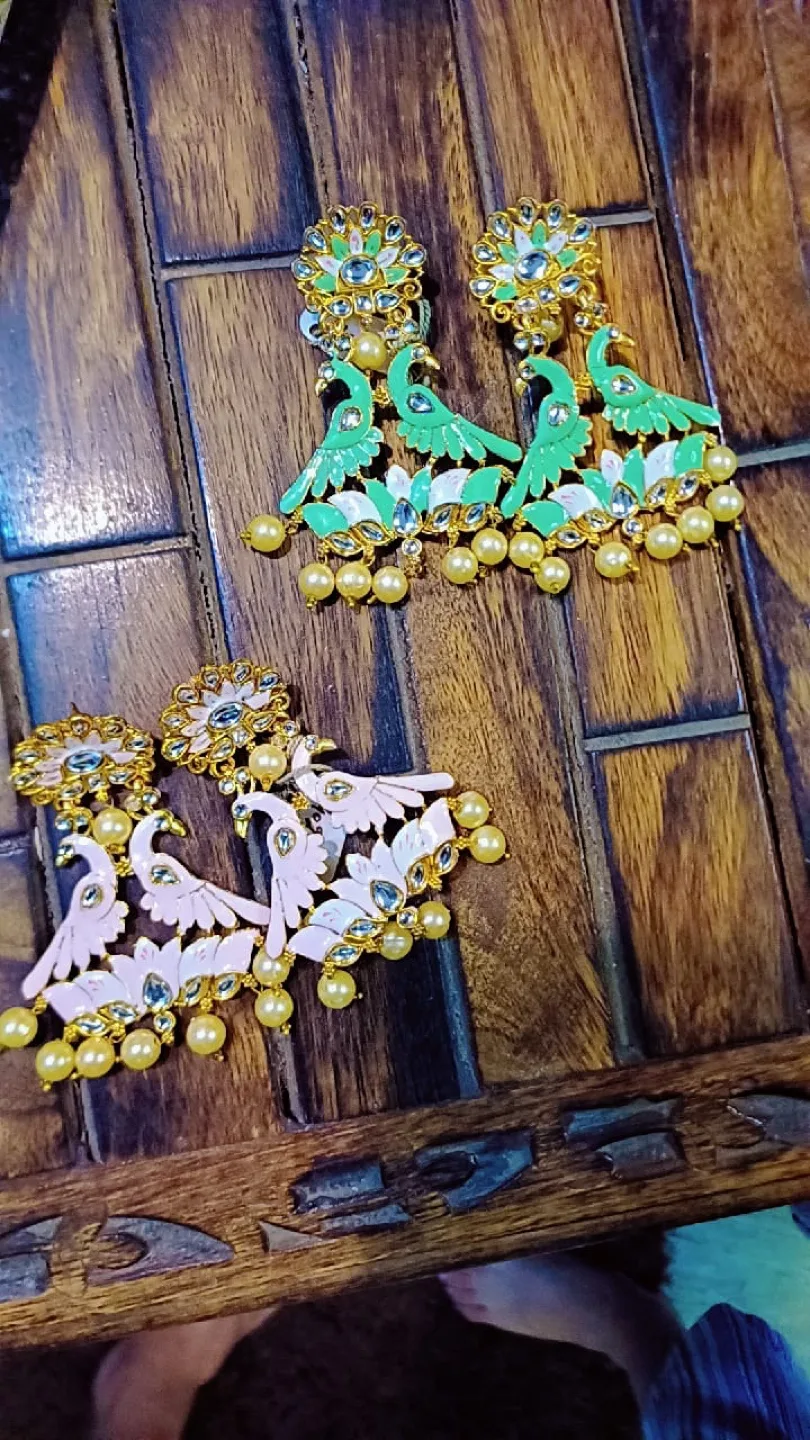 Peacock Design Dangle Earrings thumbnail