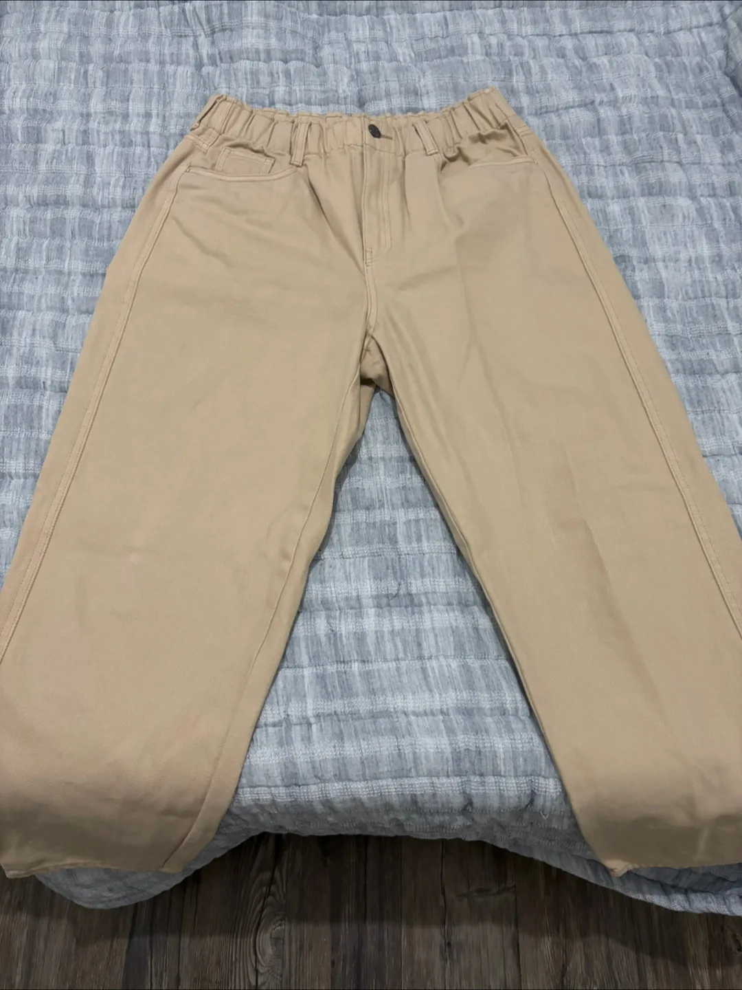 Beige Elastic Waist Pants thumbnail
