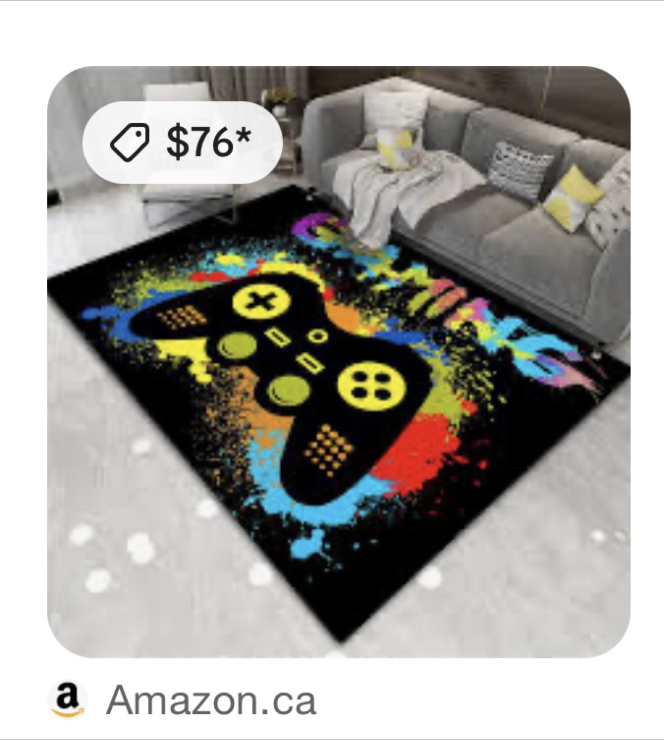 Gaming Controller Area Rug - Black BRAND NEW