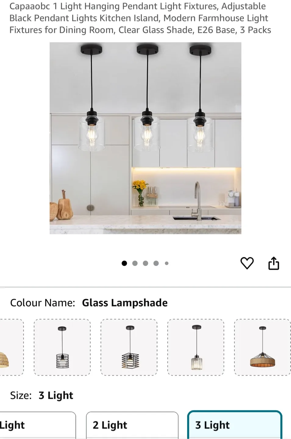 Capaaobc Black Pendant Lights - 3 Light thumbnail