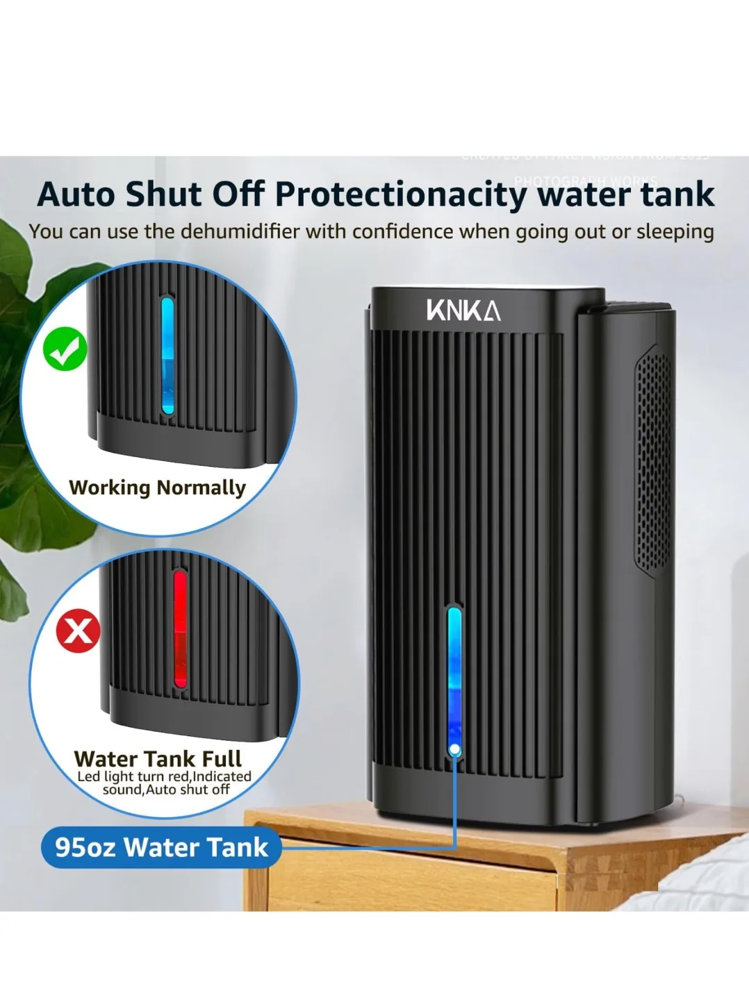 KNKA Dehumidifier - 95 OZ Water Tank image indicator(6)