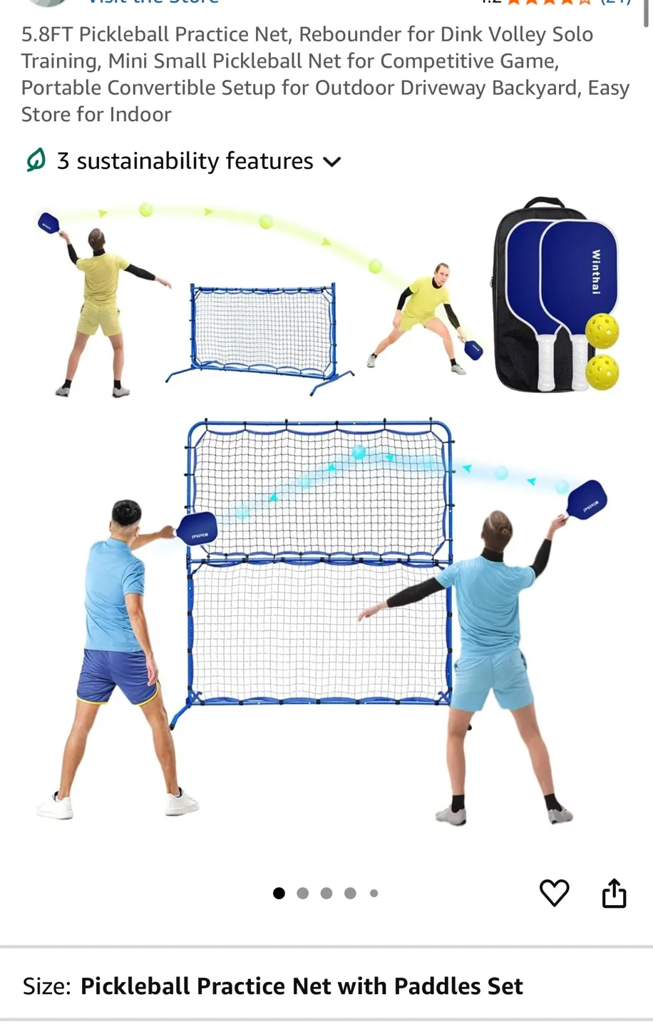 5.8FT Pickleball Practice Net Rebounder thumbnail
