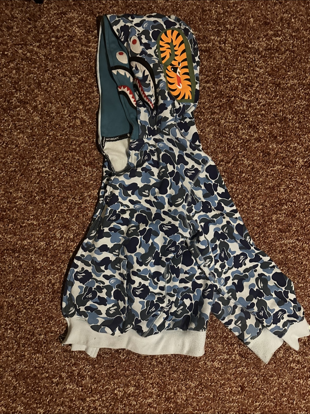 Blue Bape Double Hooded (Broken Zipper) - photo 3