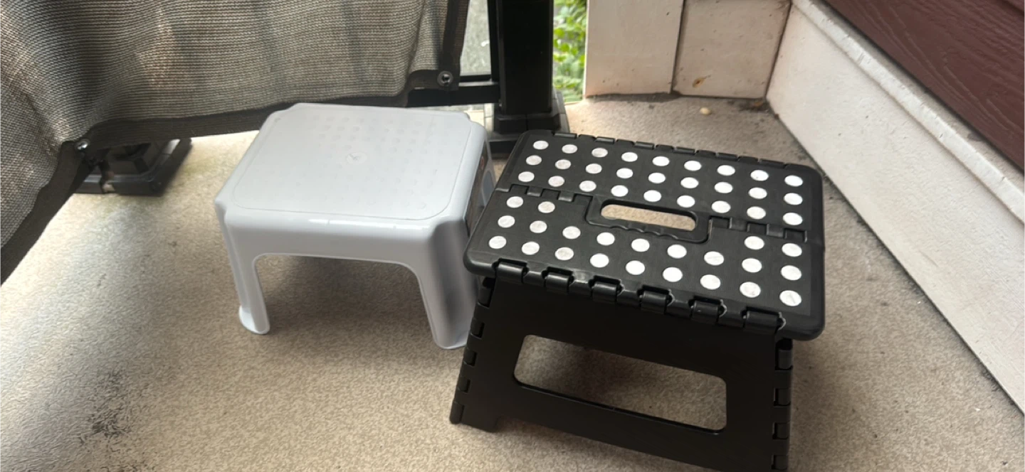 Folding Step Stool - Black and White