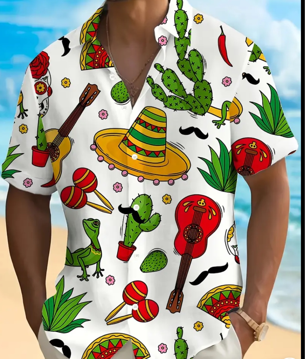 White Cactus Print Shirt