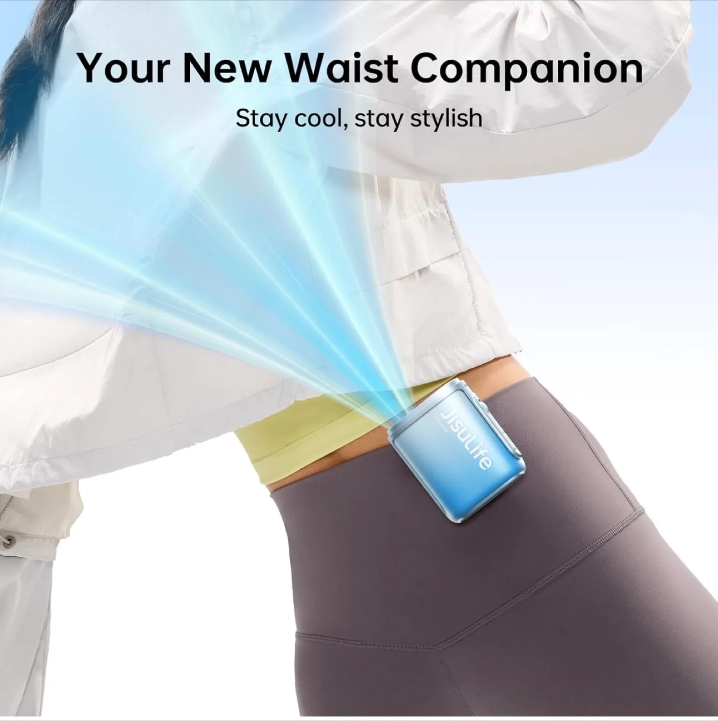 JISULIFE Portable Neck/Waist Fan - Blue, New! image indicator(5)