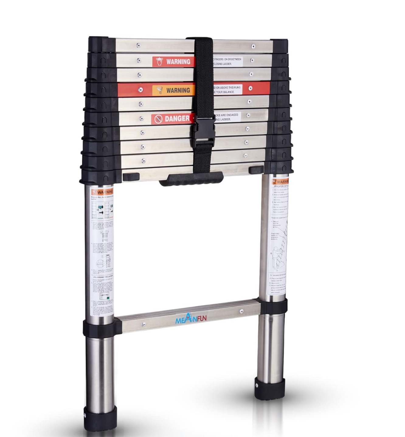 MEANFUN Telescopic Extension Ladder - 10.5ft Max Height - photo 2