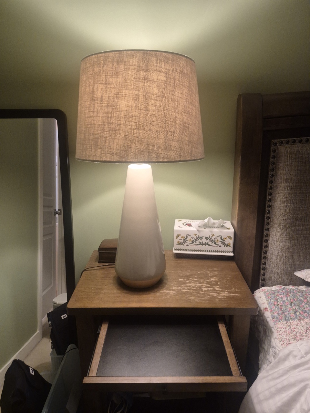 A Table Lamp with Fabric Shade