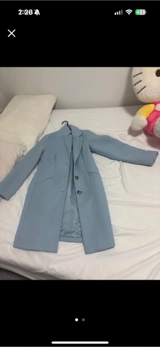 Light Blue Wool Blend Coat thumbnail