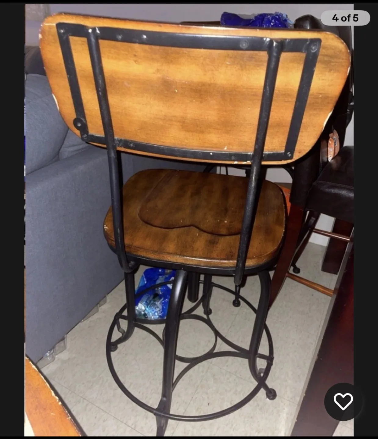 Wooden & Metal Bar Stool image indicator(2)