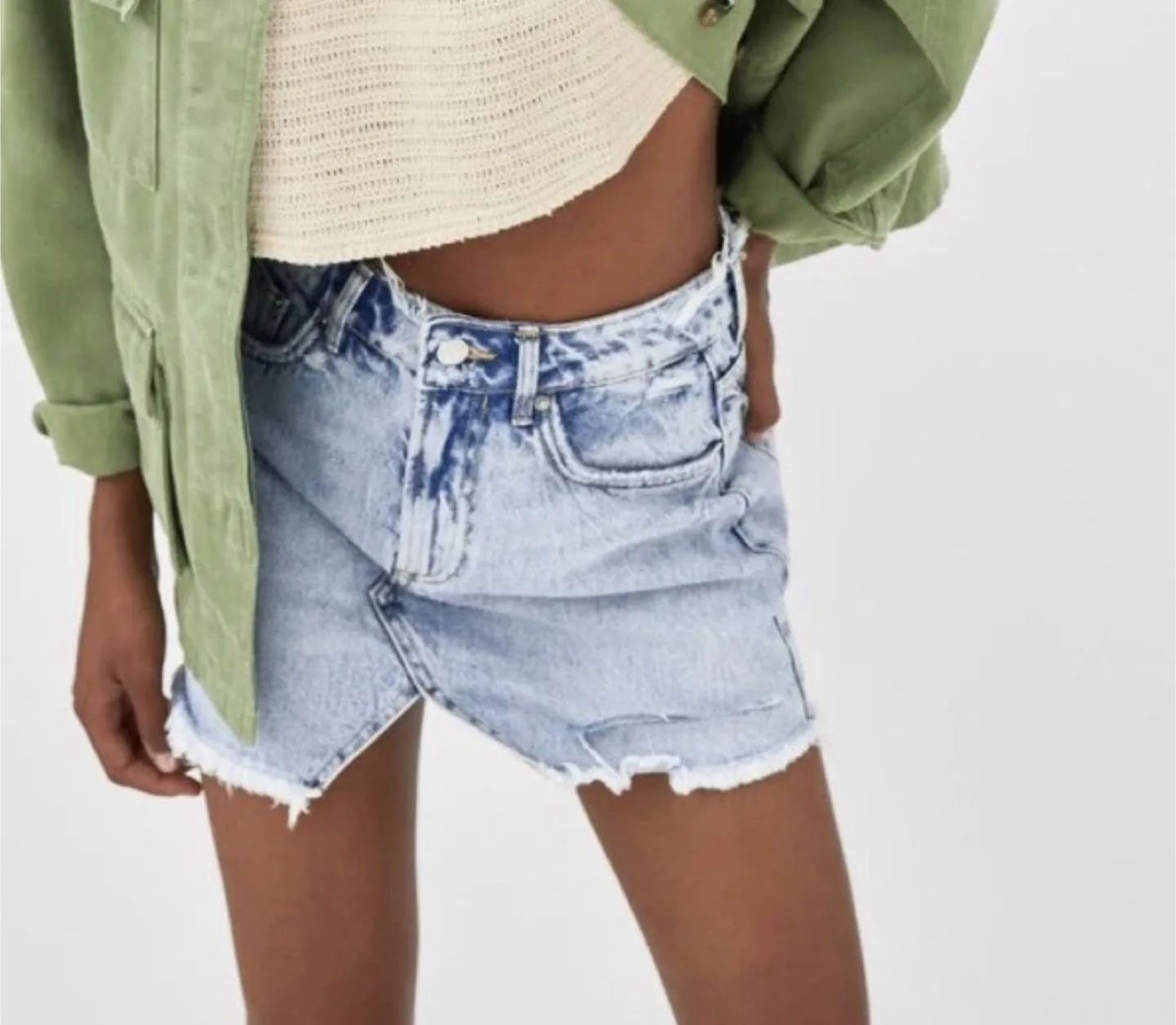 Zara Distressed Denim Skirt image indicator(4)