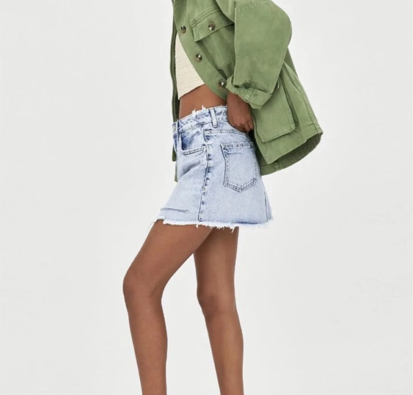 Zara Distressed Denim Skirt image indicator(5)