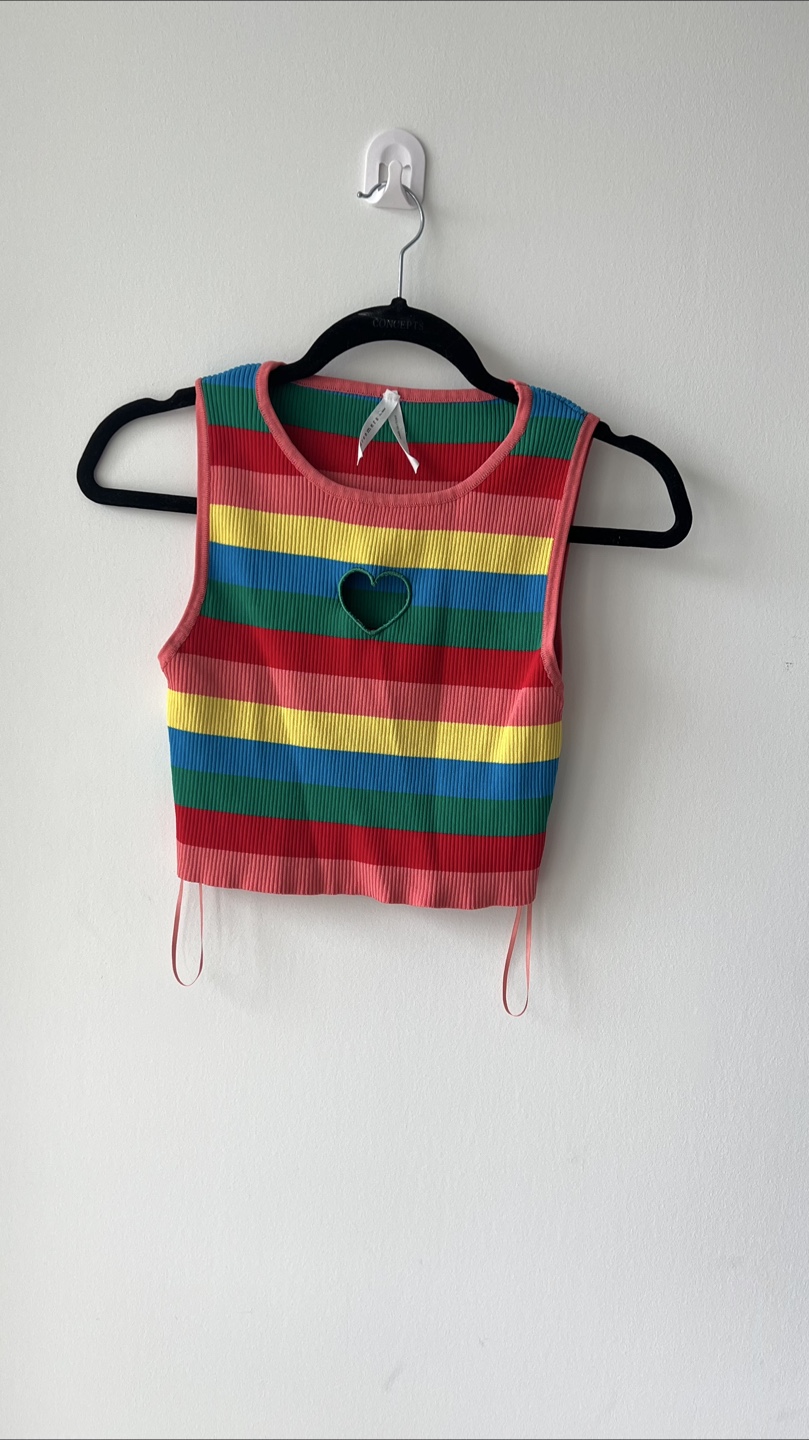 Rainbow Striped Tank Top - Size S