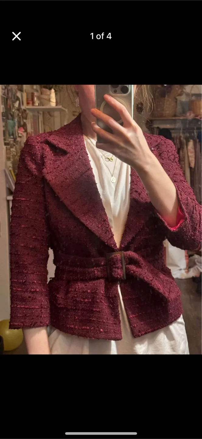 Burgundy Belted Jacket thumbnail