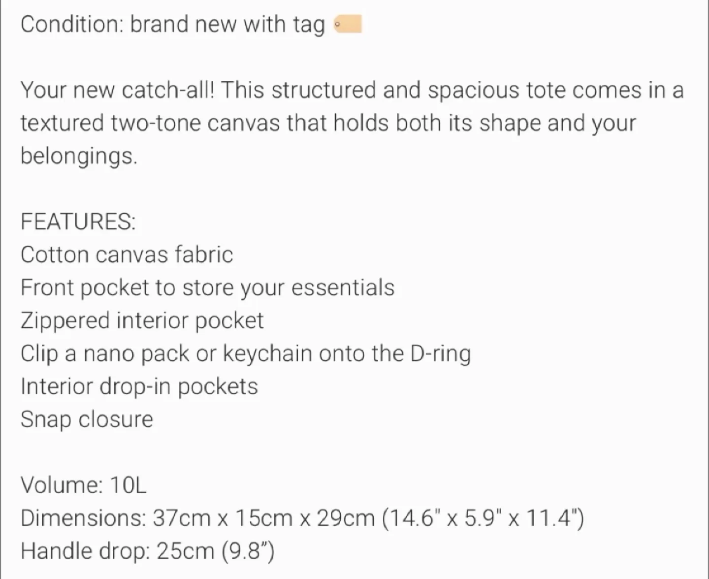 New Lululemon Two-Tone Canvas Tote Bag-10L ( Price is Firm) image indicator(7)