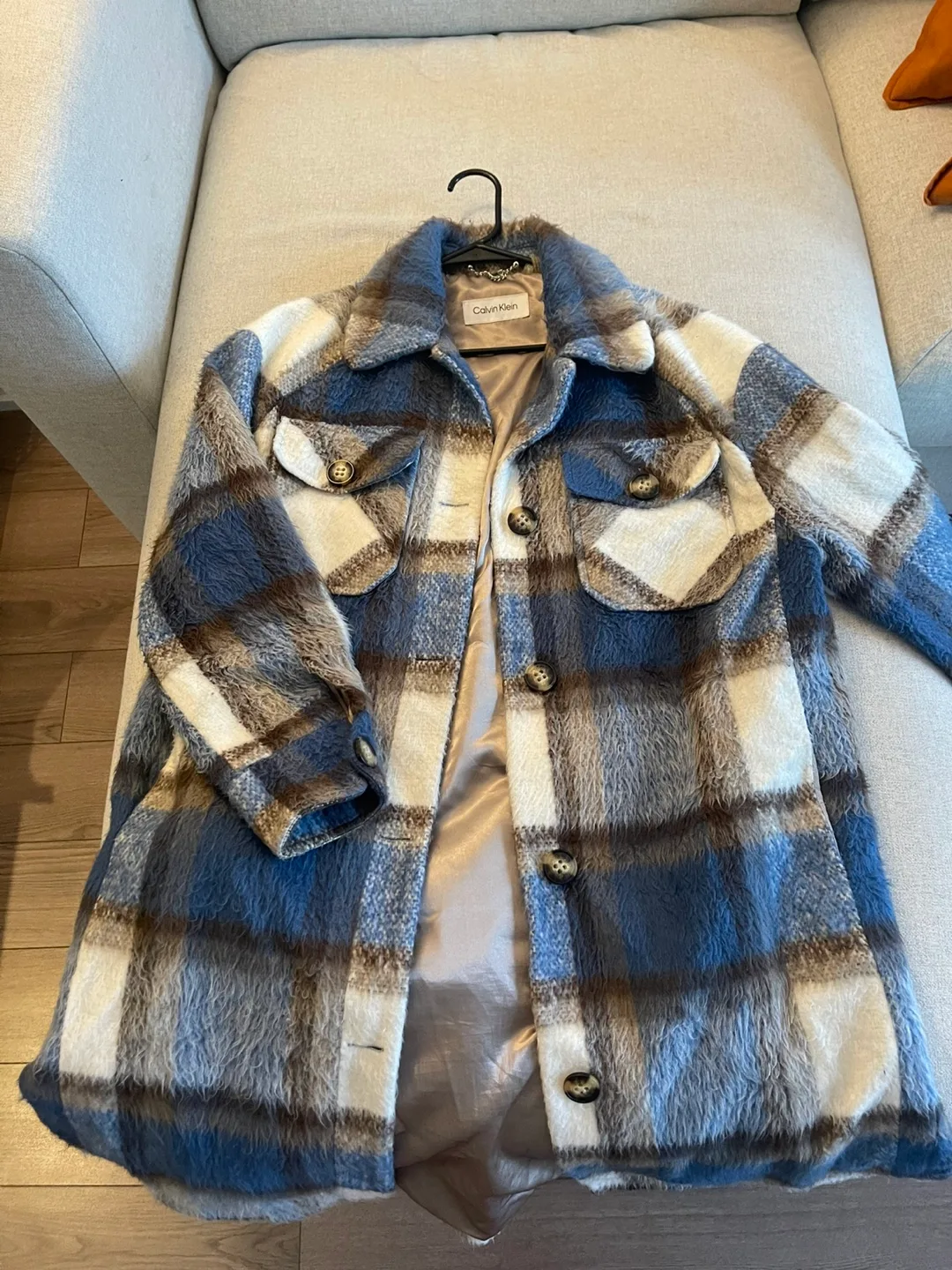 Calvin Klein Plaid Shacket - Blue/Brown image indicator(2)