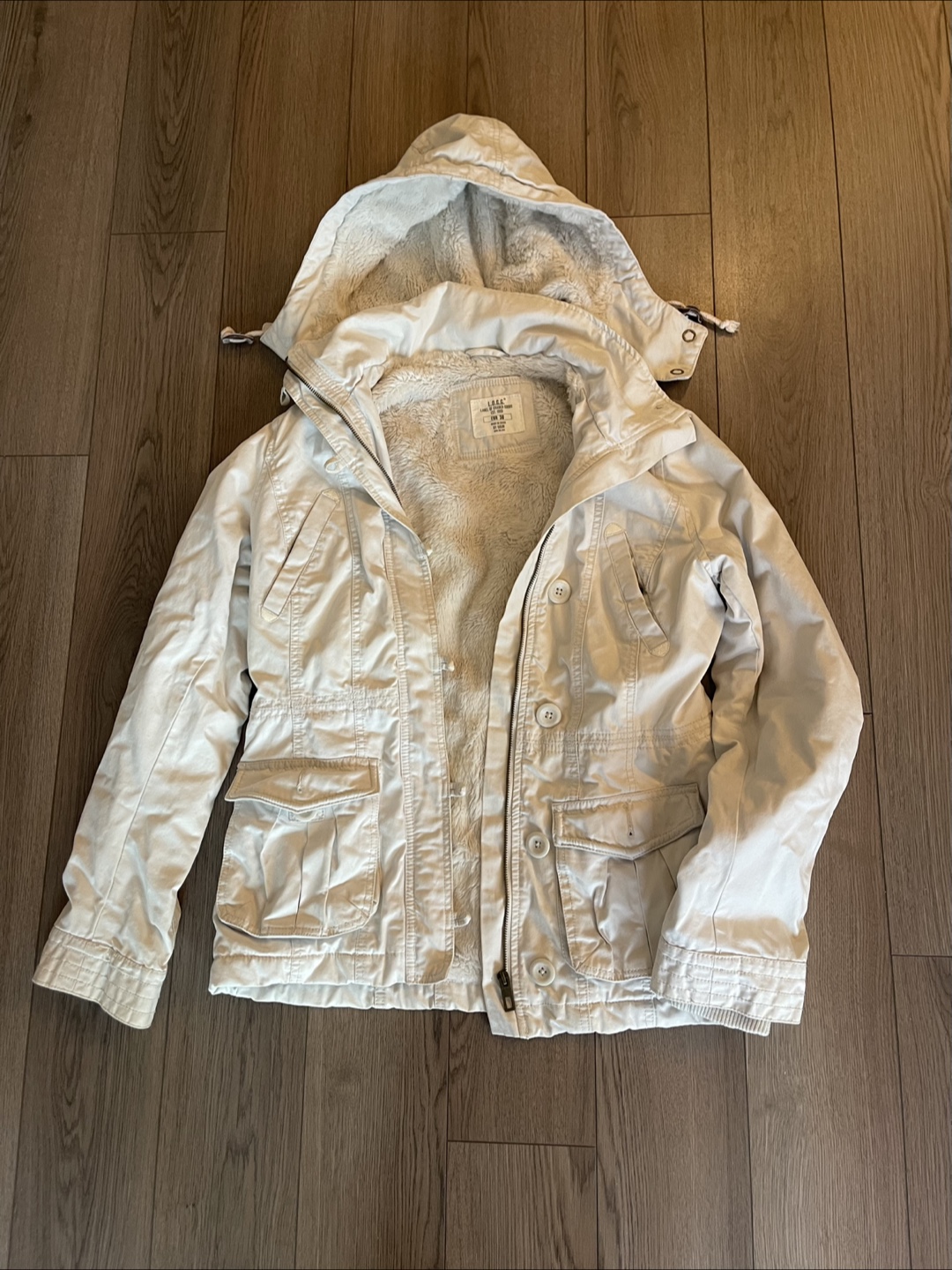 L.O.G.G. by H&M Beige Fur Lined Hooded Jacket - EUR 38