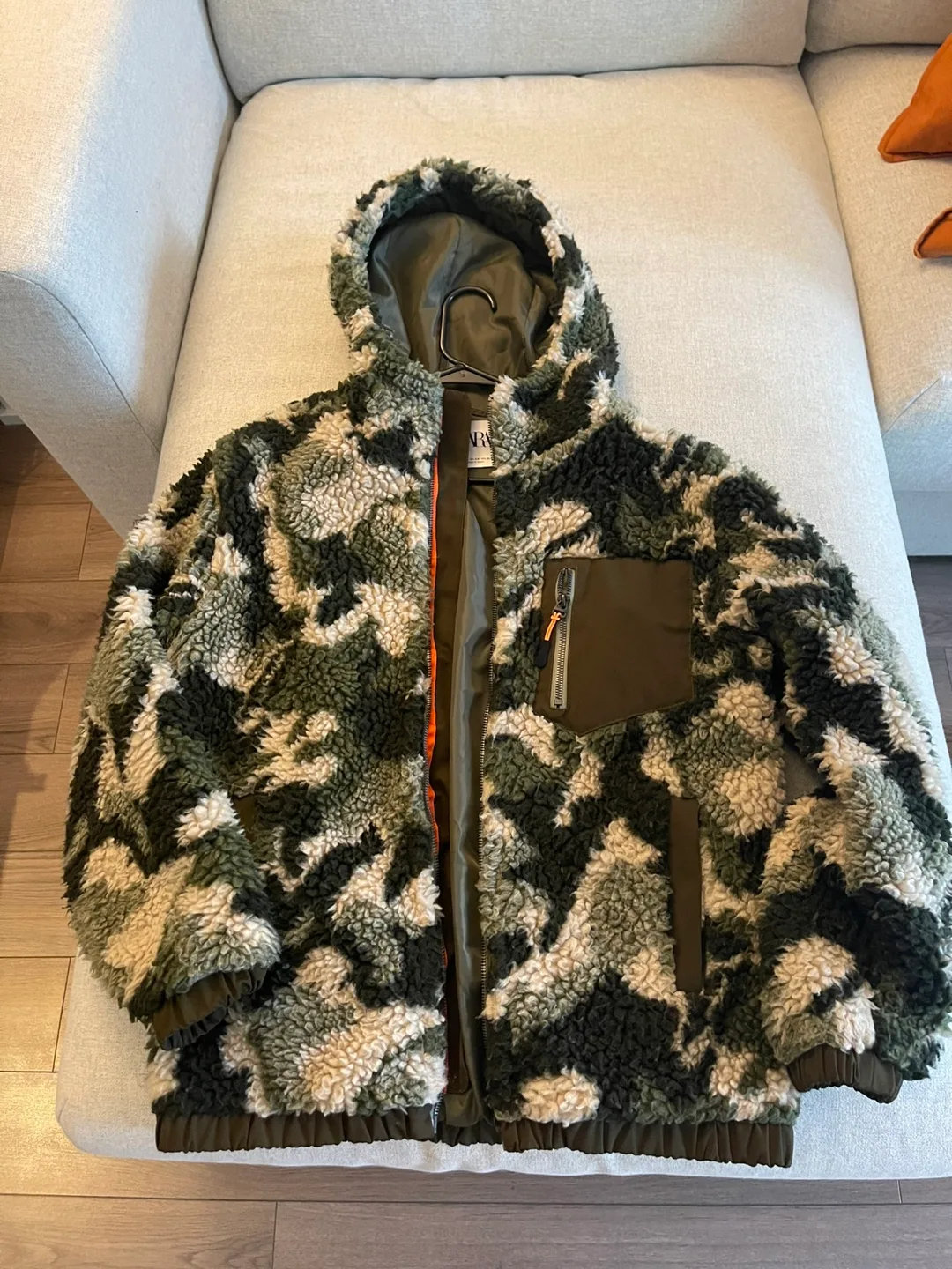Zara Camo Print Sherpa Jacket - Size S-M thumbnail