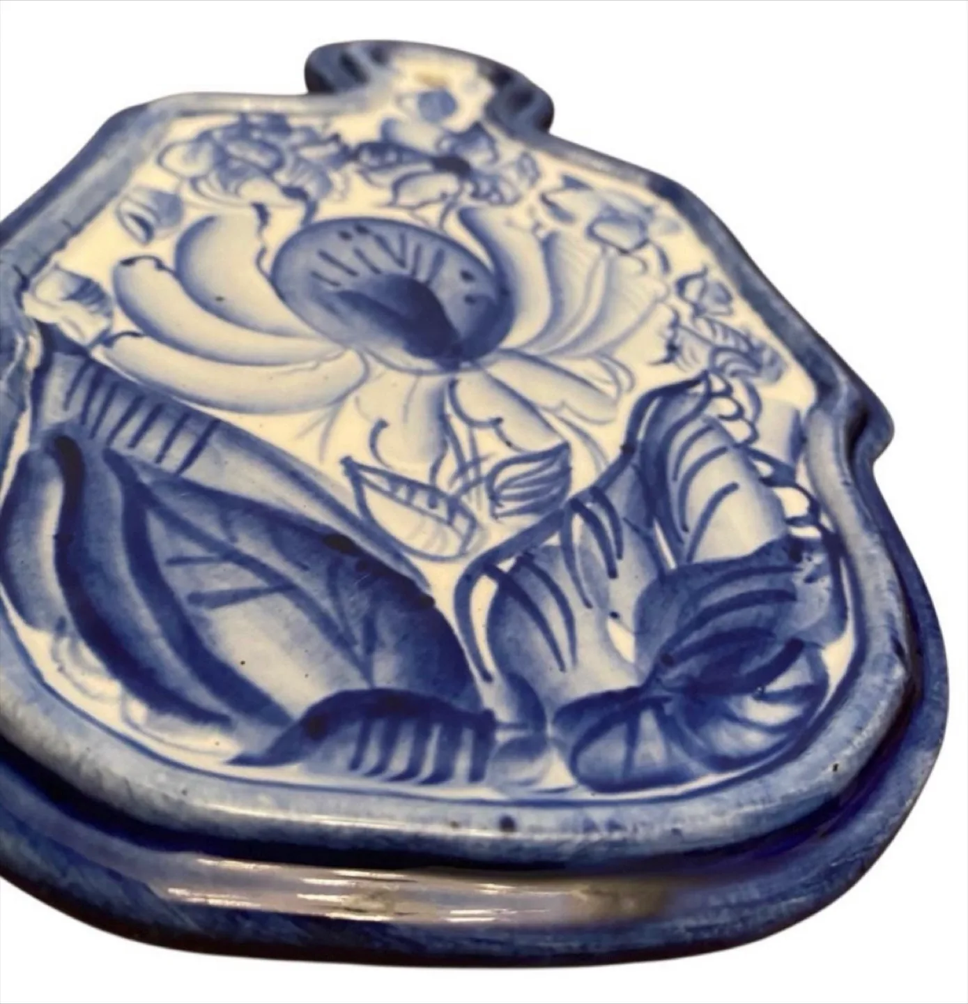 Vintage Soviet Gzhel Hand Painted Plaque Ceramic Wall Decor image indicator(2)