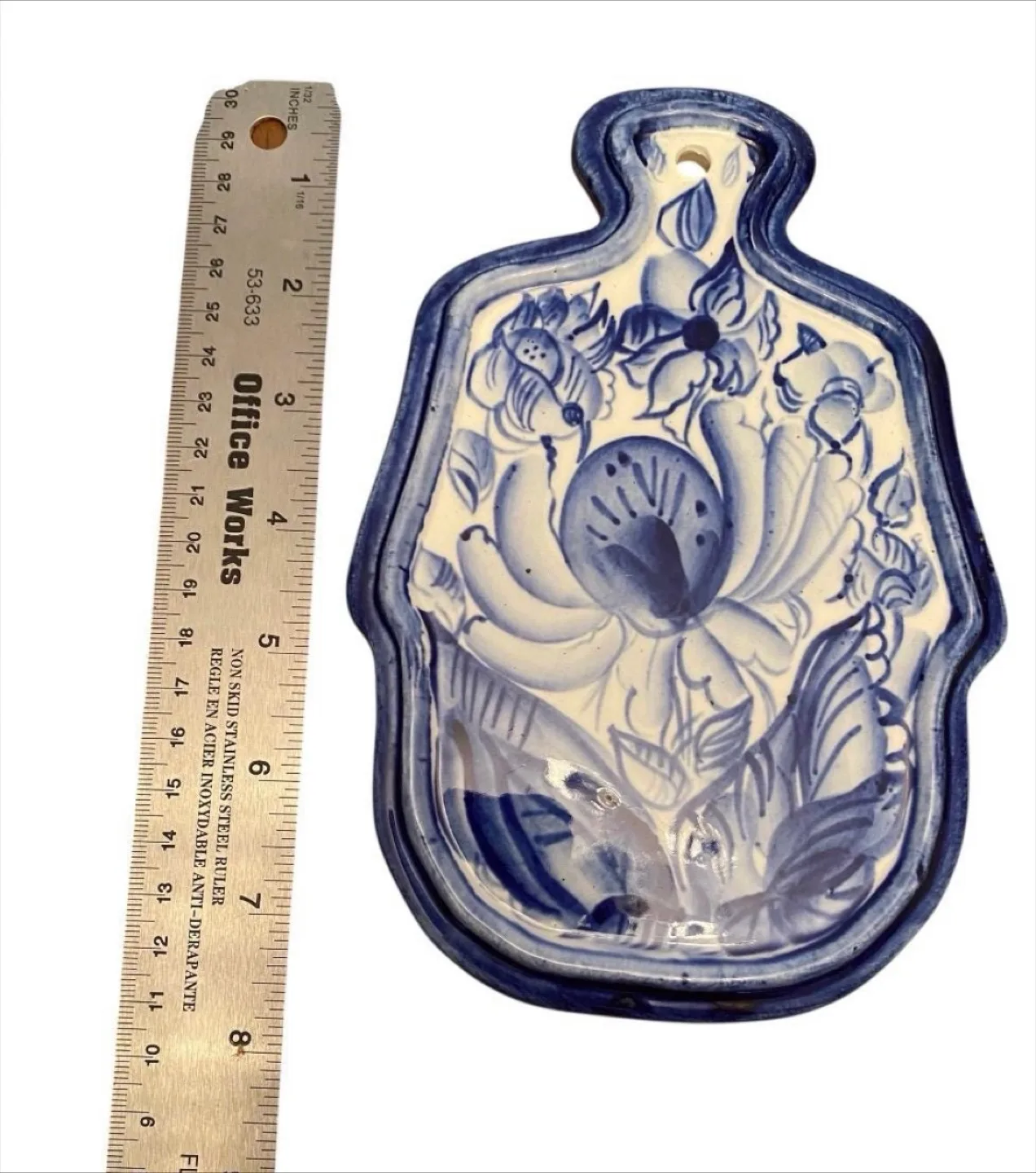 Vintage Soviet Gzhel Hand Painted Plaque Ceramic Wall Decor image indicator(4)