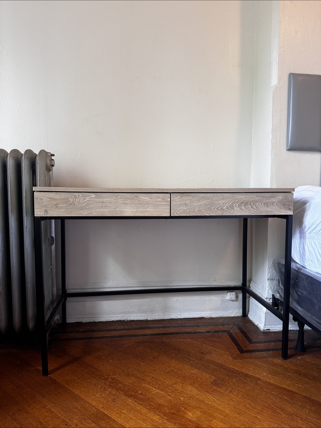 Wood & Black Metal Desk
