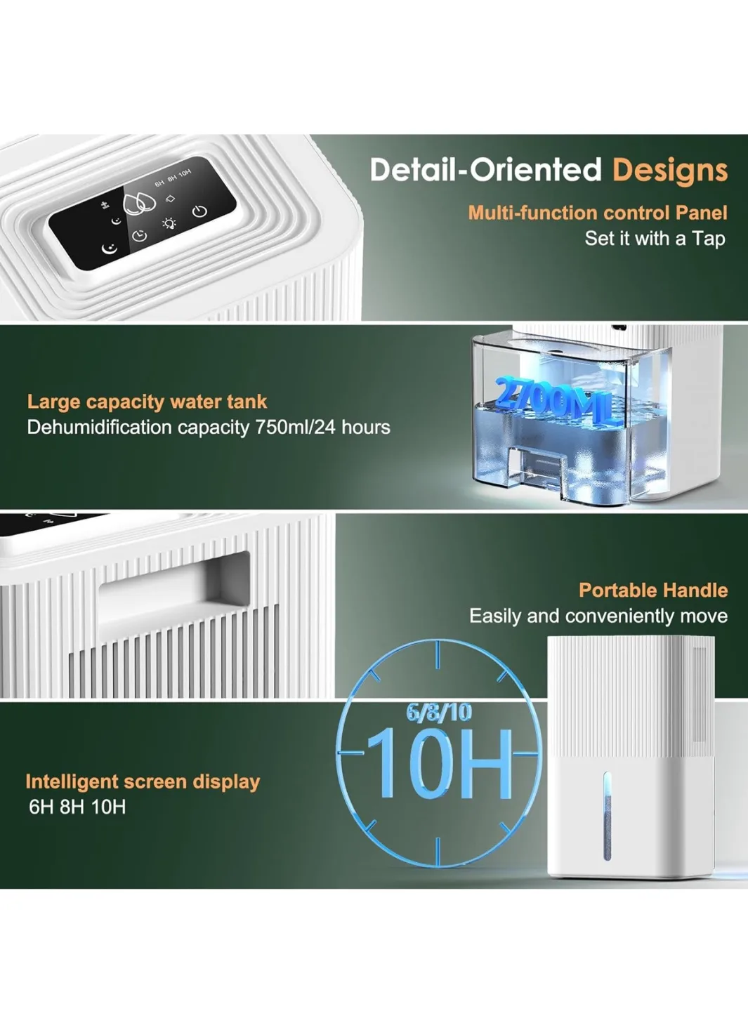 Portable Dehumidifier 91 OZ Tank White image indicator(6)