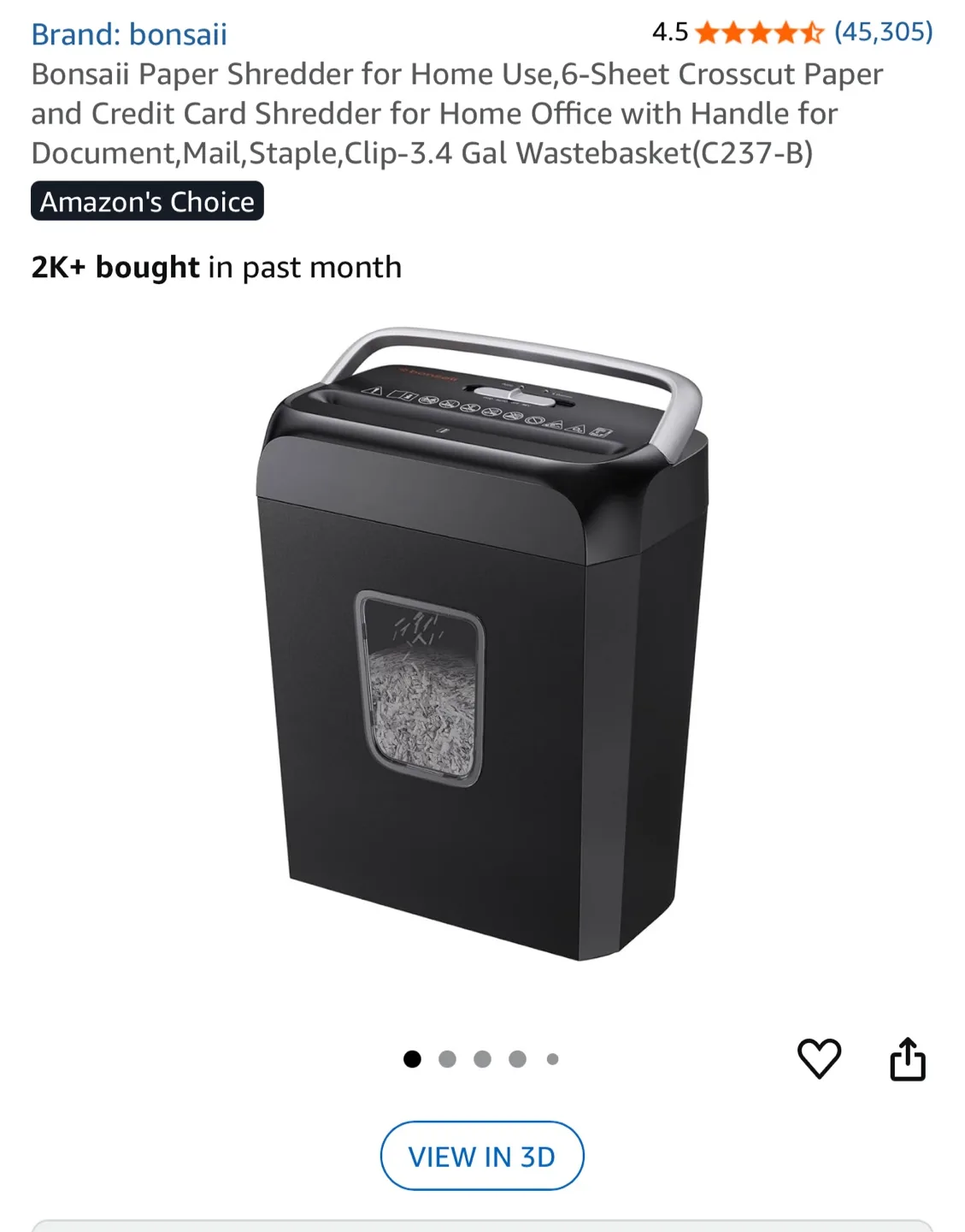 Bonsaii Paper Shredder for Home Office thumbnail