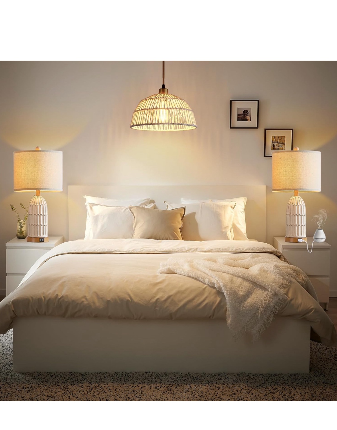Table Lamp with USB Ports - Cream Color - photo 5