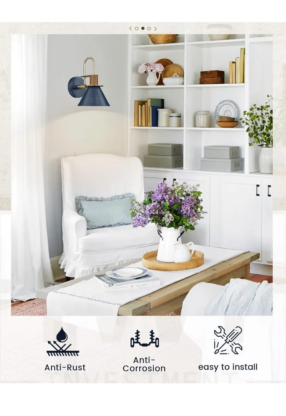 HWH Hammered Blue Wall Sconce - Medium image indicator(2)