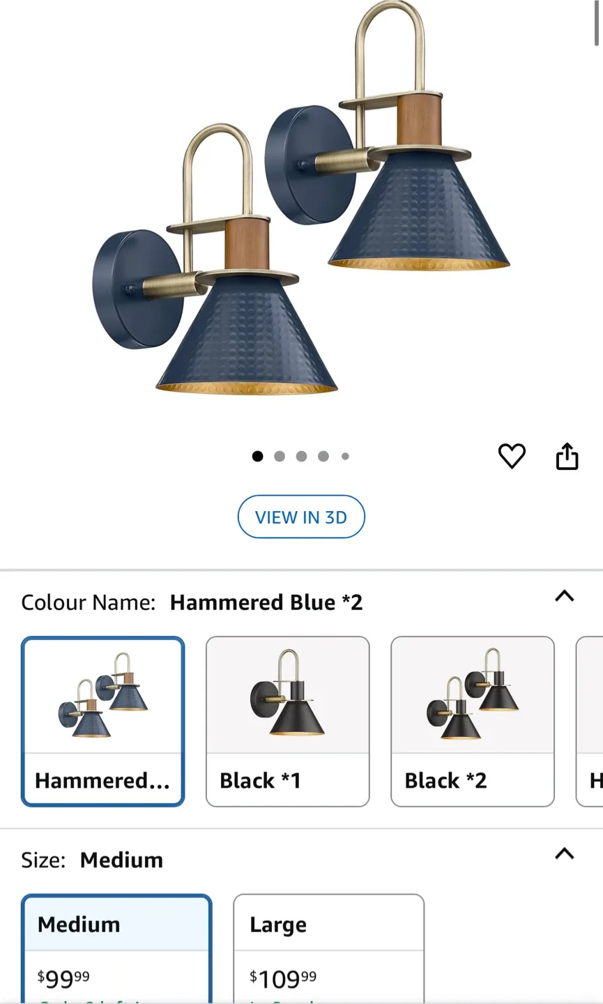 HWH Hammered Blue Wall Sconce - Medium thumbnail
