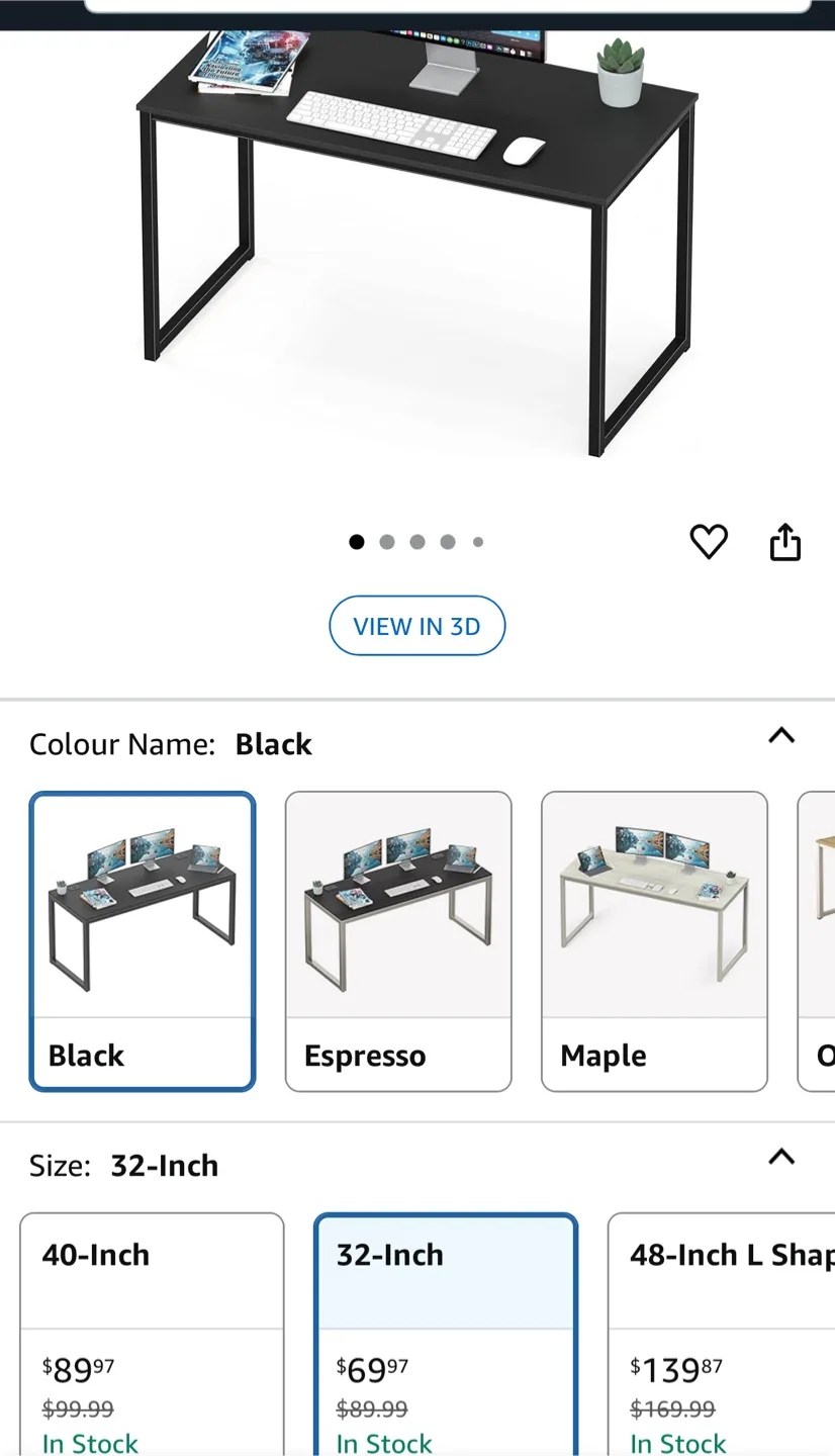 Simple Houseware 32-Inch Black Desk thumbnail