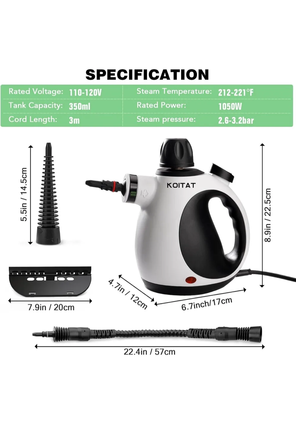KOITAT Pressurized Handheld Steam Cleaner image indicator(2)