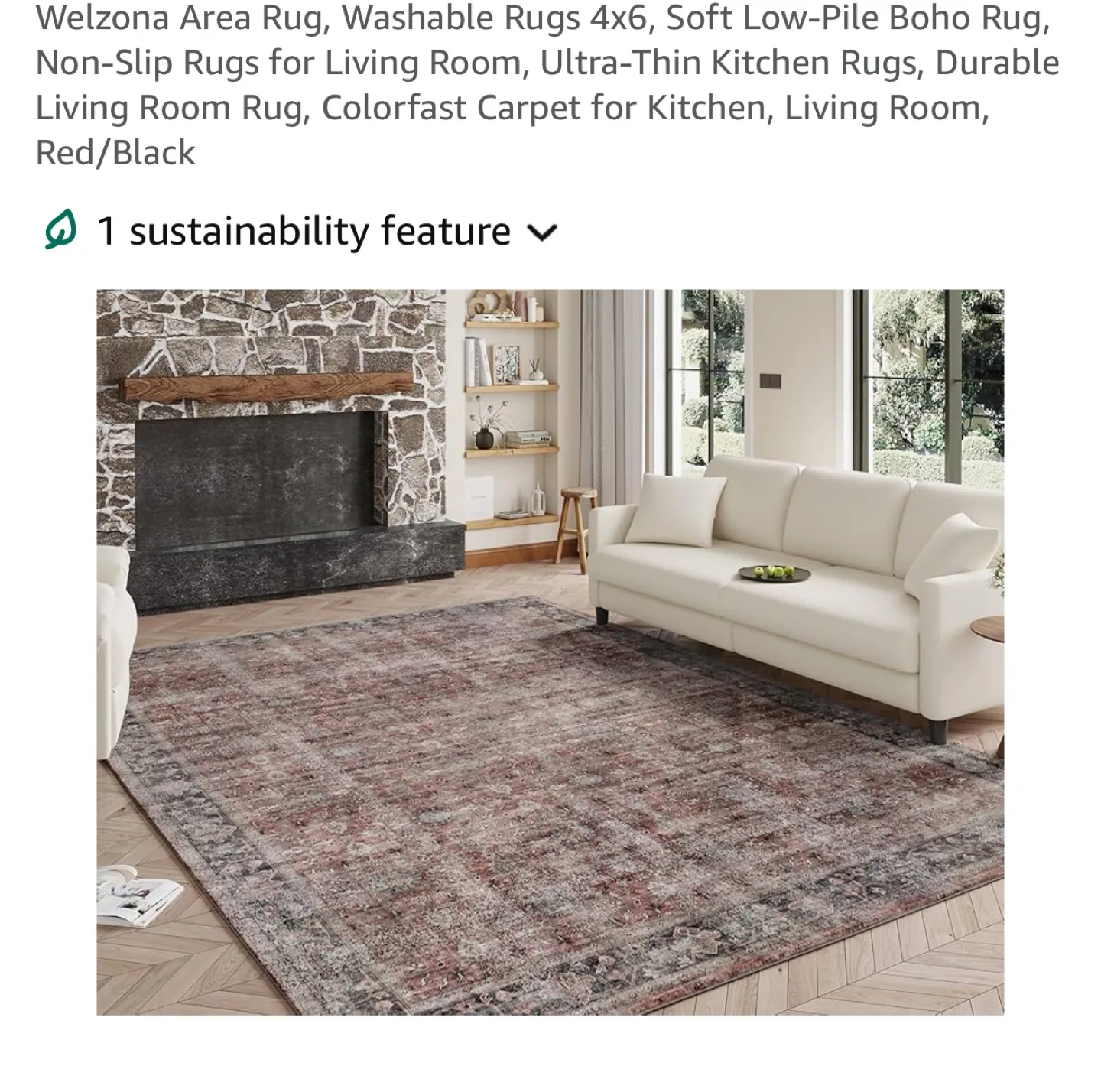 Welzona 4x6 Area Rug - Red/Black thumbnail