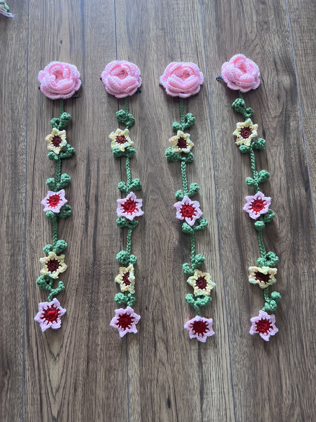 Handmade Crocheted Flower hair clips