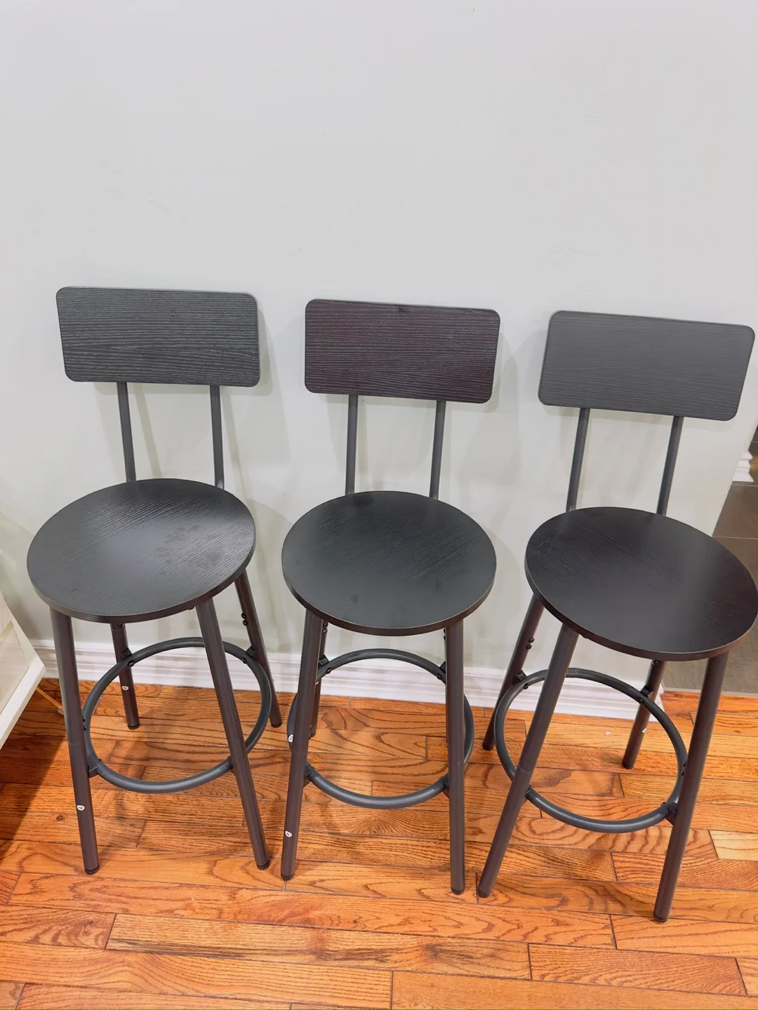 Set of 3 Black Counter Height Bar Stools thumbnail